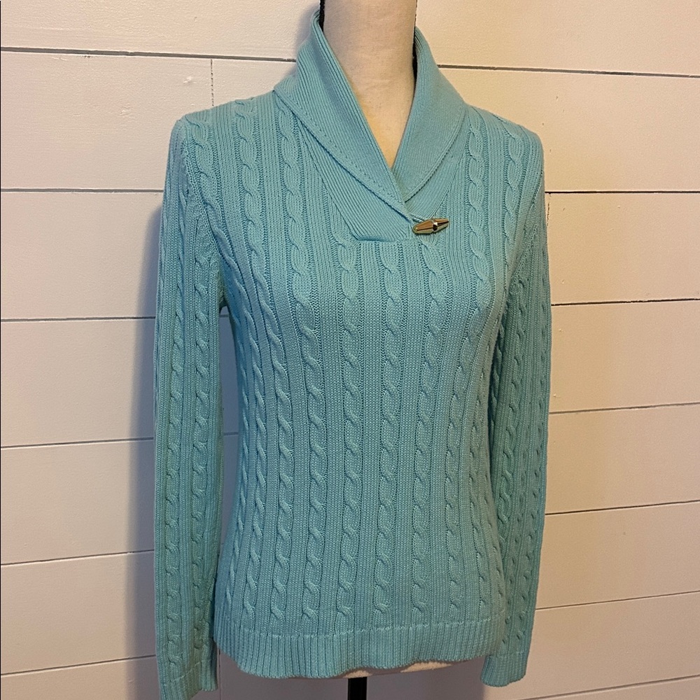 Lauren by Ralph Lauren Cable Knit Shawl Collar Sweater